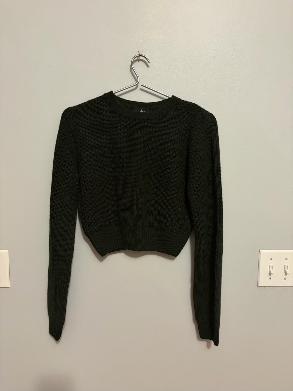 Lulus open back cropped knit sweater